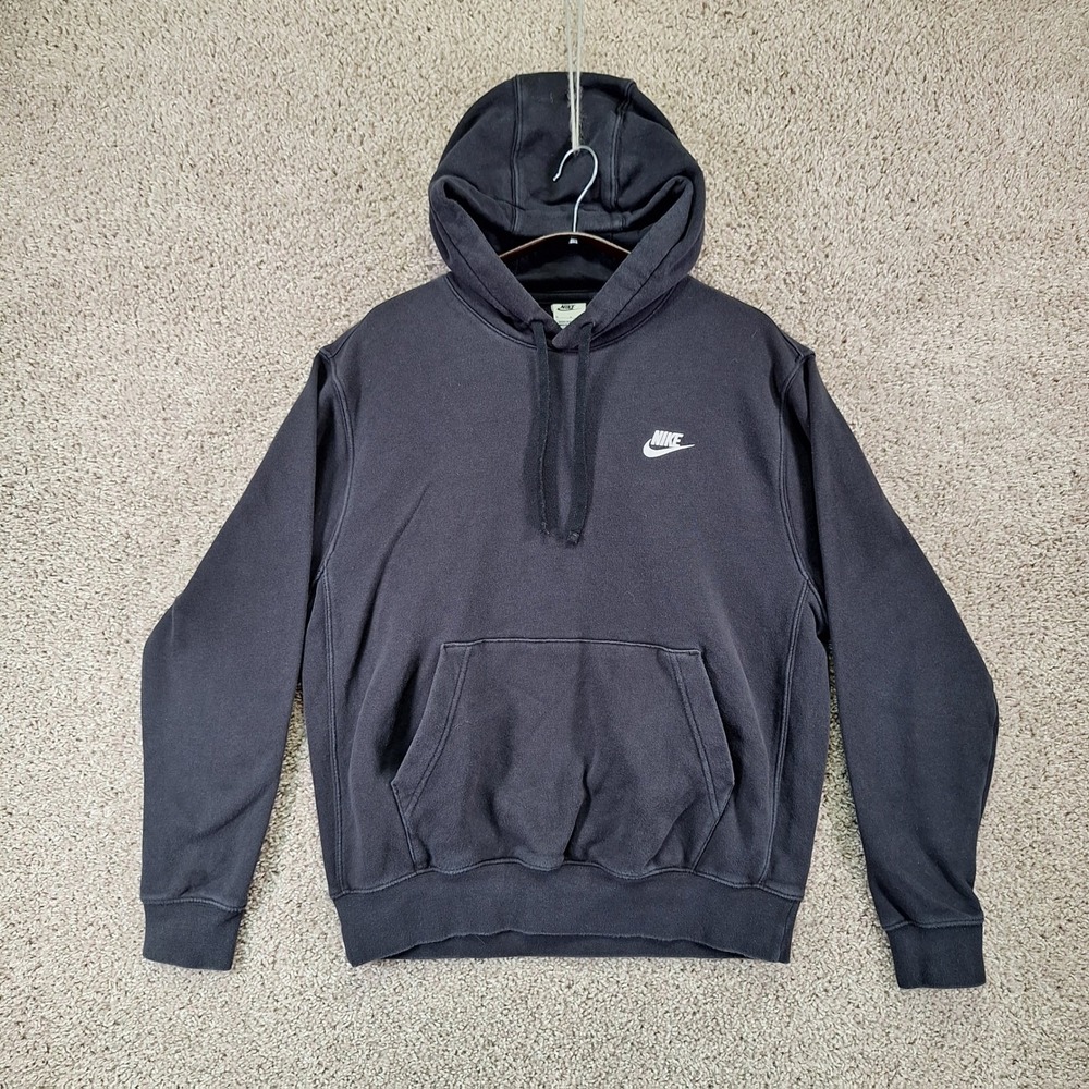 Nike Hoodie Mens Medium Black Fleece Pullover Streetwear Sportswear
